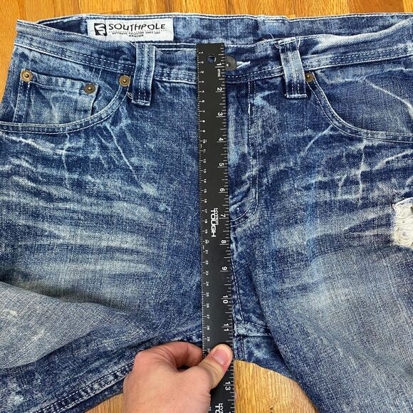 South Pole shorts men's‎ 34x12 blue denim stonewash distressed - Picture 10 of 11